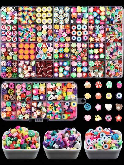 Polymer Clay Bead Bracelet Making Kit, Cute & Fun Beads Friendship Bracelet Making Set, Includes Letter Beads Pendant, Suitable For Jewelry DIY Crafts