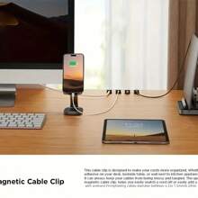 4 piezas de organizador de cables multifuncional, soporte para cables adhesivo fuerte sin perforación, adecuado para ocultar cables de carga en la oficina y electrodomésticos de cocina, aplicable a cables electrónicos