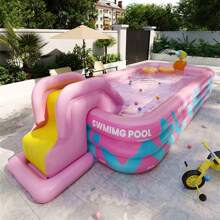 Piscina inflável de 1 peça, piscina dobrável para casa/quintal, piscina de praia ao ar livre, piscina de banho interna, disponível em rosa e azul