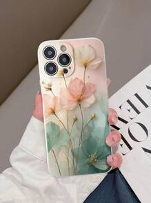 Estuche multipropósito con diseño floral de borde poroso pintado en beige, adecuado para Funda de teléfono IP/Protector de teléfono/Funda IP14/Funda IP15 PROMAX/Funda IP16/Funda IP11, compatible con IP11, IP12, IP13, IP16, IP15, IP16Plus, IP16ProMax, compatible con Samsung Galaxy S23, S24, S25, S24Plus, S25Plus