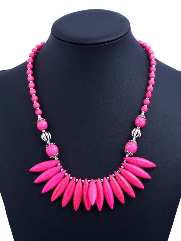 Fashionable Retro Bohemian Handcrafted Beaded Necklace, Women's Beach Casual Accessory Short Clavicle Chain Jewelry