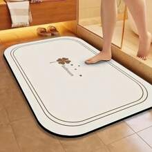 1 PC Non-Slip Bathroom Mat, Floral Design, Quick Drying Soft Diatomaceous Earth Carpet For RV And Outdoor Use, Ideal Home Decor Gift For Camping Enthusiasts, Multi-Functional Indoor/Outdoor Doormat For Showers And Bathtubs, Bathroom Rugs