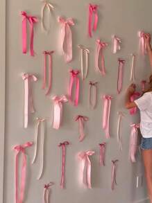 55pcs/24pcs/12pcs Ribbon Bow With Various Ribbon Bows Set Wall Decoration, Decorative Craft Bows For Party, Gift Wrapping, Wedding Decoration, DIY Accessories Birthday Decorations Party Decorations Backdrop , Colors For Gift Decoration And Making Hairpin Headwear Back To Valentine Day