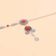 1pc Retro Kazakh Style Metal Faux Turquoise Hairband, Headpiece For Beach, Traveling, Fashion Accessory - Blue - View 7