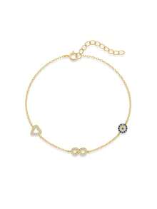 1Pc Love Stackable Bracelet For Women | 925 Sterling Silver Hypoallergenic Multi-Chain Jewelry | Adjustable Hand Chain For Daily Wear | Mother's Day Jewelry Gift For Her - Gold - View 13