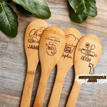 1pc/5pcs/10pcs Colheres de madeira personalizadas, colheres de madeira gravadas a laser, colheres de madeira esculpidas, receita de amor, presentes de cozinha, presentes de colher de casamento