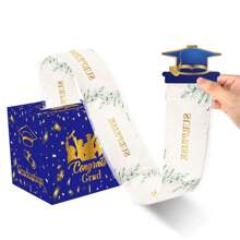 42pcs/Set Graduation Party Surprise Box, Blue Graduation Backdrop Decoration, Draw Cards & Gift Box