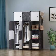 Deluxe Edition Upgraded Portable Wardrobe 12 Cube Closet With 2 Clothes Hanging Rails, Deeper Cube Clothes Storage Organizer Shelf For Bedroom - Black & White - View 5