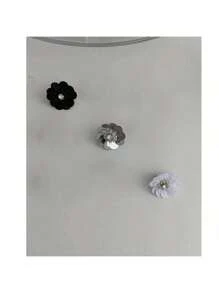 3pcs/Set Korean Ins Niche Fashionable Floral Shoe Clips, Pearls & Bowknot Decor For Sneakers