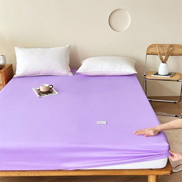 Solid Color Simple Fitted Sheet, Versatile For All Seasons