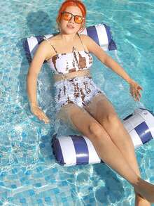 1 Pc Inflatable Pool Floats Adult Size Water Hammock, Pool Floaties Toys, 4-In-1 Multi-Purpose Floats For Swimming Pool, Pool Rafts Lounge Chairs Floating, For Adults Vacation Fun And Rest - Multicolor - View 2