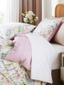 1pc Floral & Leaf Print Fresh Cotton Pillowcase, Suitable For Spring, Summer, And All Seasons - Multicolor - View 7