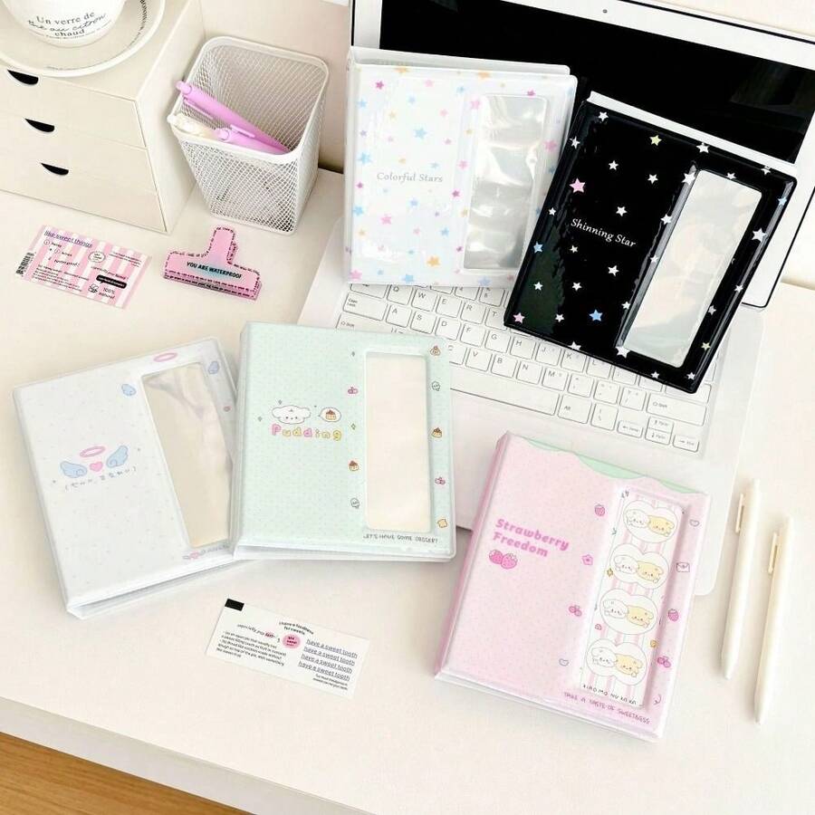 1 Pc Cartoon Photo Album Cute Name Card Book Card Binder Photo Album Small Card Booklet Idol Photocard Holder,Back To School,School Supplies - Multicolor - View 1