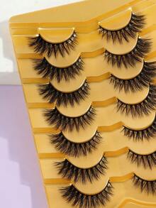 14 Pairs New Design Manga Look Lashes Manga Lashes Fluffy Natural Long Faux Mink Lash Thick Eyelashes,Cat Eye Eyelashes Natural Full False Eyelashes Volumized Eyelash Extension Travel Essentials Makeup Tools - 黑色 - 查看 9