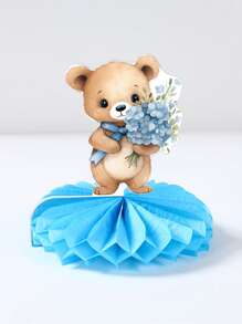 1set/6pcs Teddy Bear Honeycomb Centerpieces Set For Babyshower, Birthday, Gender Reveal,Home Decoration,Birthday Decor,Table Decor