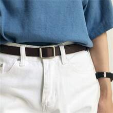 1pc Unisex Minimalist Leather Beltless Belt, Casual Style Suitable For Teenagers, Couples, Everyday Wear - Multicolor - View 9