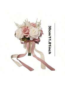 Wedding Bouquets For Bride Bridesmaid,White Champagne Artificial Roses Flowers For Wedding Church Decoration,Artificial Roses Flowers Wedding Bouquets,Bride Bouquets,Bridesmaid Bouquets,Wedding Centerpieces Floral Arrangements Party Home Decor - Wedding Bouquets D - View 11