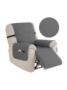 Funda de sillón reclinable acolchada de 1 plaza con correa elástica ajustable, de unicolor y antipolvo - Se ajusta a la mayoría de los sillones reclinables