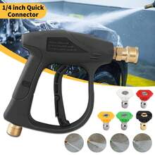 High Pressure Water Gun - Effortless Car Wash Tool With 5 Color Nozzle Tips & 1/4 Quick Connect - M22-14 Thread For Unmatched Cleaning Power - Black - View 2