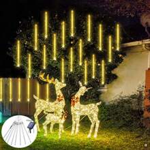 8pcs Meteor Tube LED String Lights, 30cm & 50cm Options, Warm White, White, Color, Blue For Outdoor Decoration, Suitable For Christmas Tree, Holiday, Garden, Patio, Porch