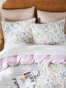 1pc Floral & Leaf Print Fresh Cotton Pillowcase, Suitable For Spring, Summer, And All Seasons - Multicolor - View 8