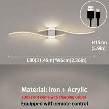 1 Piece Modern Gold LED Wall Sconce, Iron Body, Acrylic Shade, Easy DIY Assembly, Charging Cable Not Included, Suitable For Office, Bedroom, Dining Room, Hallway, Outdoor Decorative Lighting, Birthday Gift For Friends, With Remote Control, Adjustable Brightness