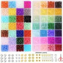 700pcs/1400pcs, 6mm Glass Round Beads Jewelry Making Set For Handmade DIY Bracelets, Necklaces, Earrings, Jewelry, Crafts Gifts Accessories (Random Colors)