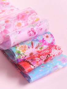 10 PÇS Adesivos de Folhas para Unhas Florais e Românticos, Designs de Lírio, Flor de Cerejeira, Folhas Rosa, Decalques para Unhas, Papel de Estrelas para Decoração de Unhas Acrílicas, Manicure, Suprimentos DIY para Unhas