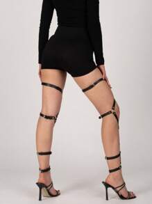 1 Piece Women's Leg Binding Thigh Garter Gothic Leg Wraps Punk Style Garter Adjustable Black Pu Leather Garter Sexy Lingerie Garter Accessories Women's Fashion Costume Wear Matching Pieces
