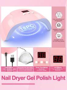 peacecolor 33 PIEZAS Juego de lámpara UV/LED y taladro eléctrico para uñas, cepillo para uñas y bolígrafo de punteado para suministros de manicura, equipo de arte de uñas para principiantes de uñas DIY, regalo para salón de belleza en el hogar