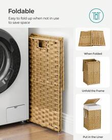 Laundry Hamper With Lid 17.2 Gallon Rattan Clothes Laundry Basket With Lid And Handles Foldable Removable Liner For Laundry Room,Goose Yellow - Vàng nhạt - Xem 8