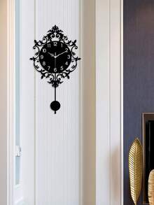 1 Pc, Creative Retro Exquisite Wall Clock, Decorative Wall Clock, Silent Clock Mechanism. It Is Suitable For Living Room Wall Clock, Bedroom, Kitchen And Office Decoration, Scene Decoration, And Gifts For Couples And Friends. Room Decor Clock Wall Bedroom Decor Dormitory Decor Back To School Home Decor - 42*24cm/16.5*9.2inch - View 7