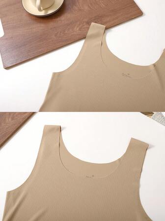 2 件女式罗纹无缝宽肩带吊带背心底层无袖薄款无衬垫背心，可单独穿着