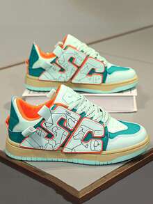 Fashionable Skateboard Shoes, Comfortable Durable Anti-Slip Lace-Up Outdoor Sports Shoes, Men Street Style Footwear - Green - View 3