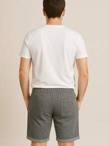 Shorts Masculino Moletinho com Bolsos Frontais e TraseiroSimplesCasualBolsoMoletinho