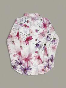 Casual Floral Print Long Sleeve Shirt, Autumn