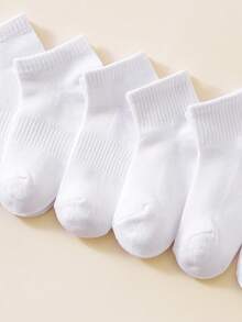 6 Pasang Kaos Kaki Pendek Anak-anak Bahan Katun Polos Berbahan Jaring Bernapas untuk Musim Semi/Panas, Kaos Kaki Olahraga untuk Kembali ke Sekolah - Putih - View 3