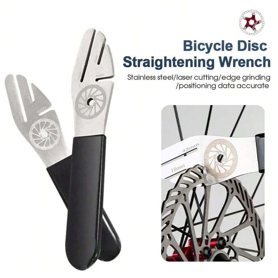 1pc Bicycle Disc Brake Rotor Repair Tool, Anti-Rub Gap Adjustment, Deformation Correction Brake Disc Alignment Wrench - Black - View 1