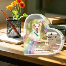 Targa commemorativa per animali domestici a forma di cuore in acrilico personalizzata, regalo ricordo personalizzabile con foto e testo, decorazione da scrivania per ricordo di cani e gatti, regali commemorativi per la perdita di un cane o di un gatto