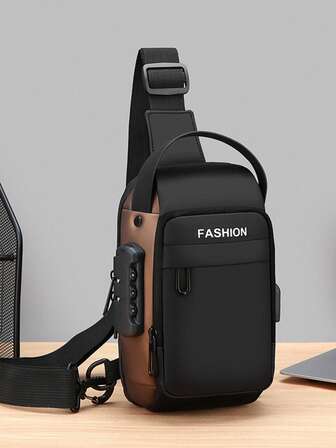 1pc New Multifunctional Men's Chest Bag, Sports/Cycling Shoulder Crossbody Bag With Lock New Life Items For Students Men Essentials Side Bag Pouch Belt Bag Festival