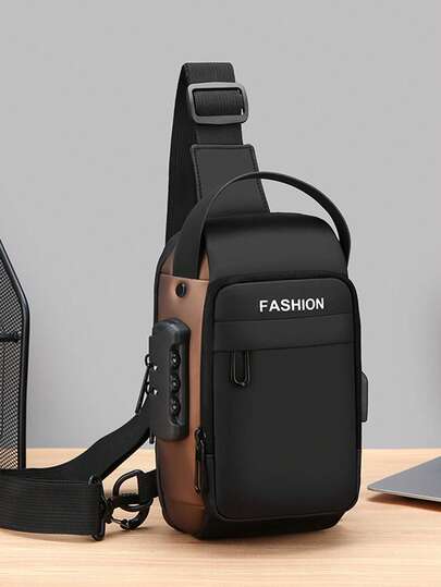 1pc New Multifunctional Men's Chest Bag, Sports/Cycling Shoulder Crossbody Bag With Lock New Life Items For Students Men Essentials Side Bag Pouch Belt Bag Festival Phone Bag