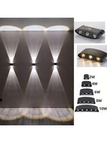 1 件宽电压 85V-265V LED 6 灯暖白椭圆双面壁灯，户外洗墙灯，背景墙过道装饰灯，适用于花园围栏和小路装饰 - 彩色 - 查看 6