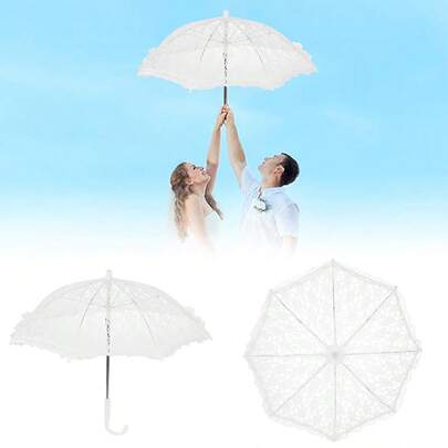Elegant Lace Wedding Umbrella Flower Girls Parasol Small Umbrella Photography Props