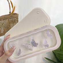 1/2/3PCS花蝴蝶结图案全框眼镜盒，透明便携防压眼镜架，男女时尚眼镜首饰收纳盒，塑料材质，磁性开合，理想的收纳用品 - 彩色 - 查看 12