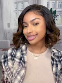 13x4 蕾丝前额栗棕色渐变螺旋卷发波浪鲍勃假发预剪预漂白预拔 3D 圆顶透气帽 Unice 女士假发