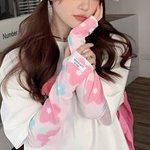 1 Pair Of Summer Cute Flower Ladies Ice Sleeves New Sunscreen Anti-Ultraviolet Arm Guards Female Ice Silk Sleeves - Ladies Floral Sleeves - View 1