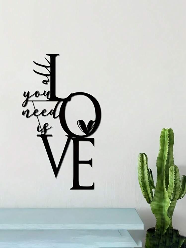 1pc "Love You More" Wall Art, Valentine's Day Metal Wall Plaque, Gift For Her/Him, Bar Kitchen Cafe Sign, Home Room Office Decor, Valentine's Day, Wedding Season Decoration - Black - View 13