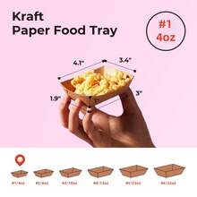 50Pcs/Pack Brown Kraft Paper Food Trays - Heavy-Duty Disposable Food Boats For Fries Nachos Hot Dog Taco BBQ Party Picnic Wedding - Multicolor - View 6