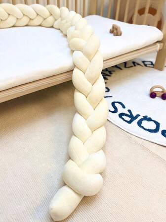 1pc Baby Crib Hand-Knitted Cable Knit Bumper Pad, Soft Thick Rail Guard For Baby Cradle, Changing Table, Stroller, Cot Bed