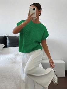 Elegant Women Loose Knit Sleeveless Vest, Casual Versatile Basic Top, Retro Vintage Style, Suitable For Spring/Summer, Back To School Season, Christmas, Thanksgiving, New Year And Other Occasions (Flower Placement Random)